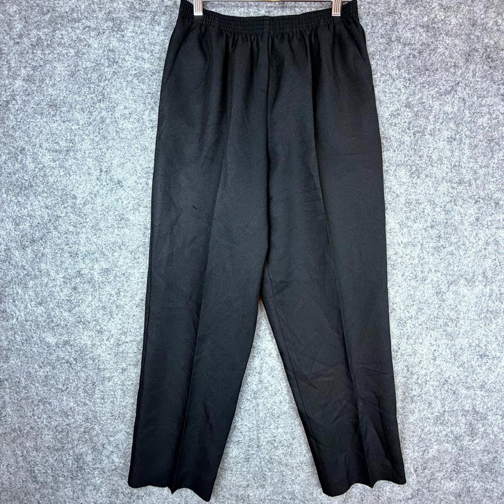 Alfred Dunner Grandma Pants Womens 12P Black Pull On Straight Leg Casual‎